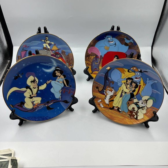 Bradford Exchange Disney Aladdin Collector Plates 5 6 7 8 Jasmine Genie Vintage - Picture 3 of 9